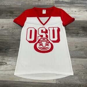 OSU Brutus Buckeye Shirt White Pink Victorias Secret Womens XS Ohio State Jersey